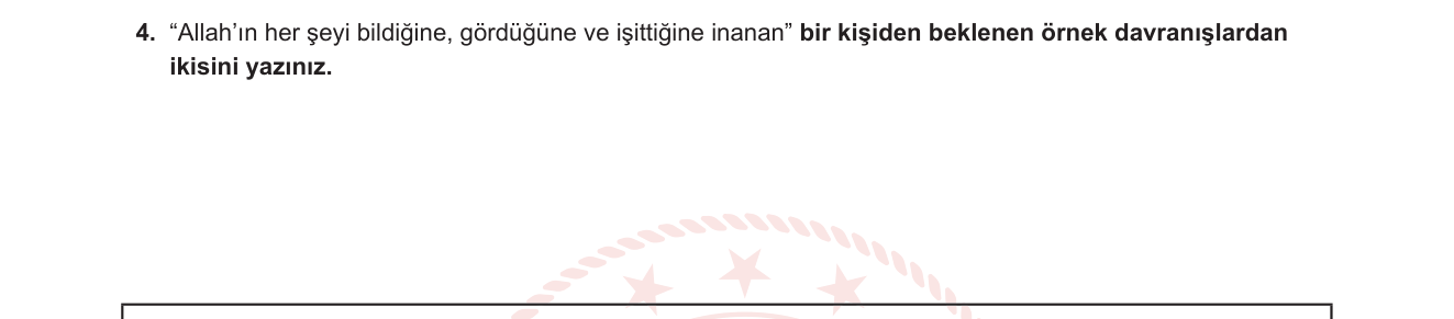 Din Kültürü ve Ahlak Bilgisi sorusu 4 — Allah'ın sıfatları ve ahlaki yansımaları — Alim, Basir, Semi' (5. sınıf Din Kültürü)