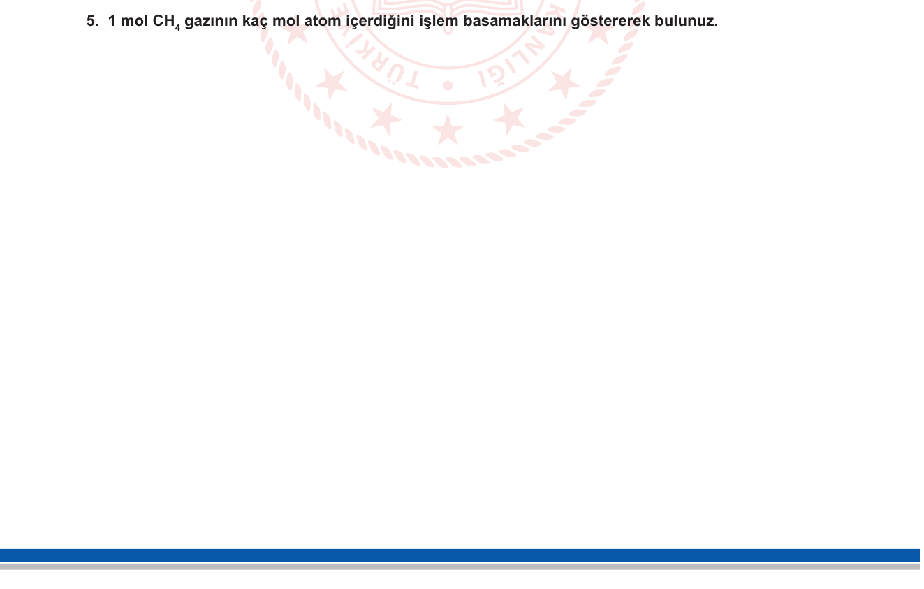 Kimya sorusu 11 — Mol Kavramı — Mol Bileşik ve Mol Atom İlişkisi