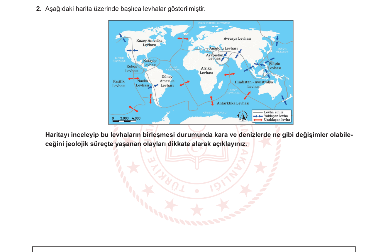 Coğrafya sorusu 2 — Levha Tektoniği — Levha Sınırları ve Jeolojik Olaylar