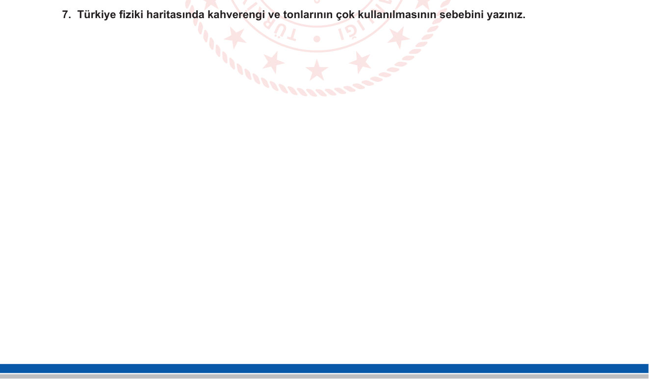 Coğrafya sorusu 12 — Harita Bilgisi — Fiziki Haritaların Renk Sistemi ve Türkiye'nin Arazi Yapısı