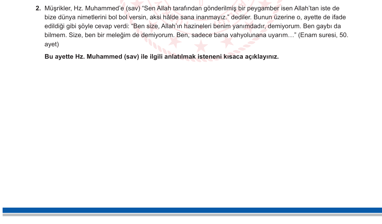 Din Kültürü ve Ahlak Bilgisi sorusu 8 — 