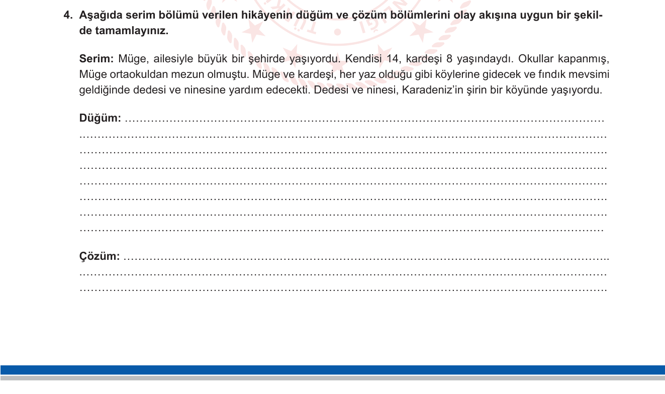 Türkçe sorusu 23 — Hikâye Yazma: Serim-Düğüm-Çözüm Yapısı