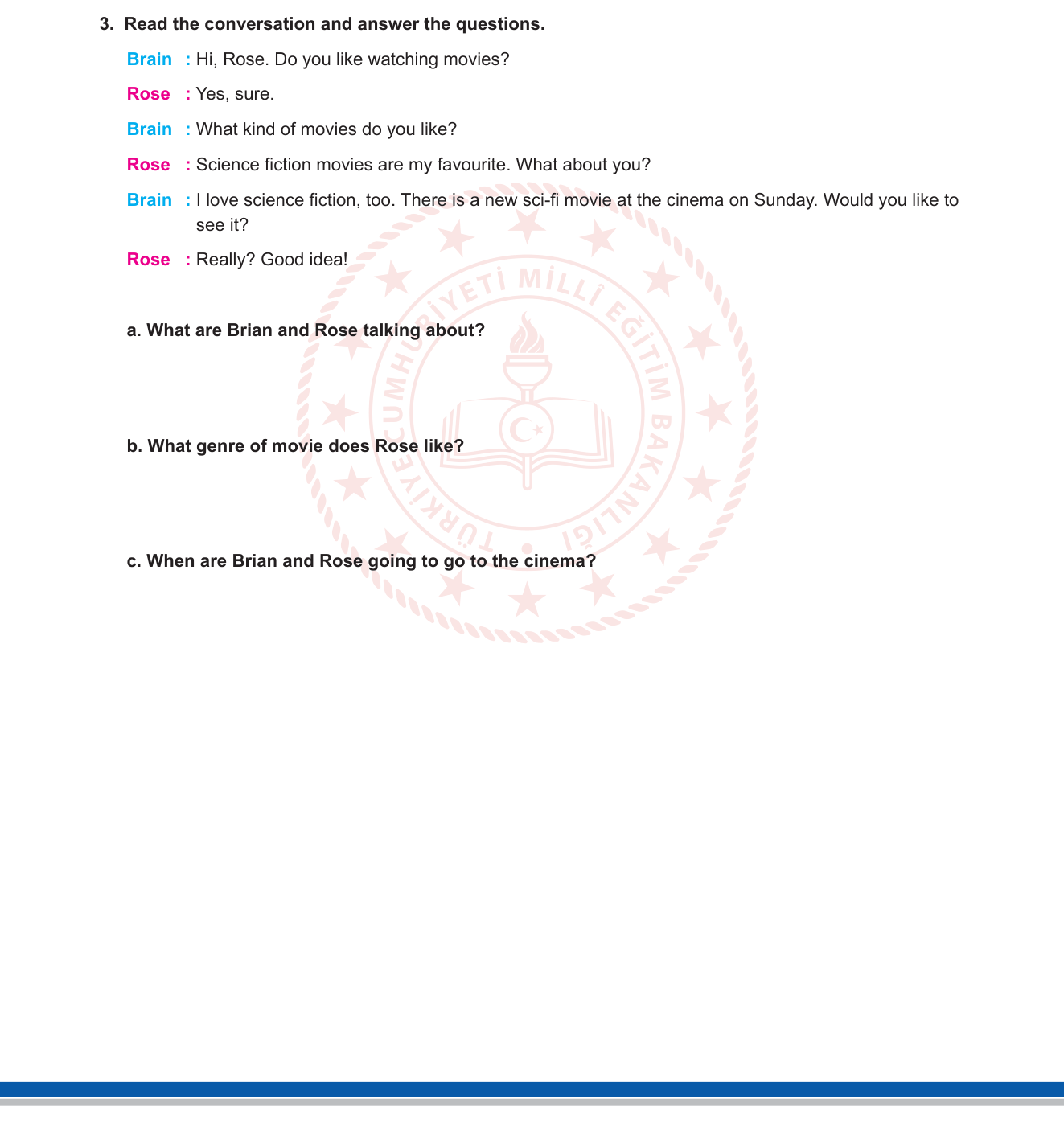 İngilizce sorusu 5 — Reading Comprehension / Free Time Activities / Movies and Cinema (9. sınıf)