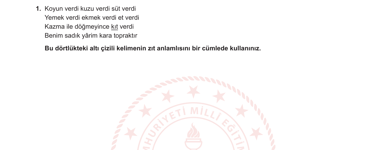 Türk Dili ve Edebiyatı sorusu 1 — 