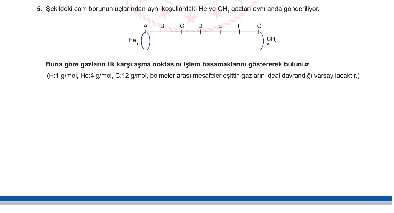Kimya sorusu 15 — Gazların Özellikleri — Graham Difüzyon Yasası