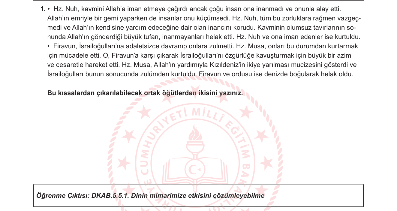 Din Kültürü ve Ahlak Bilgisi sorusu 13 — 