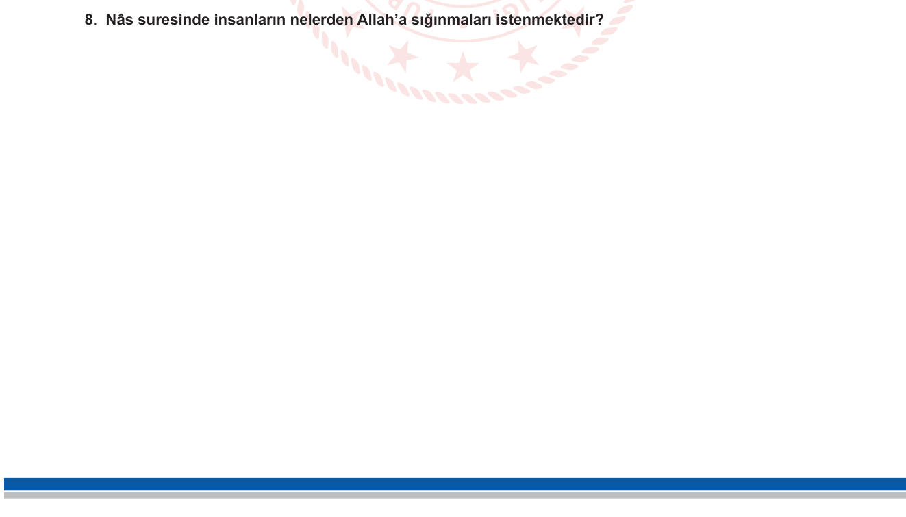 Din Kültürü ve Ahlak Bilgisi sorusu 16 — Kur'an Sureleri — Nâs Suresinin Anlamı ve Muavvizeteyn