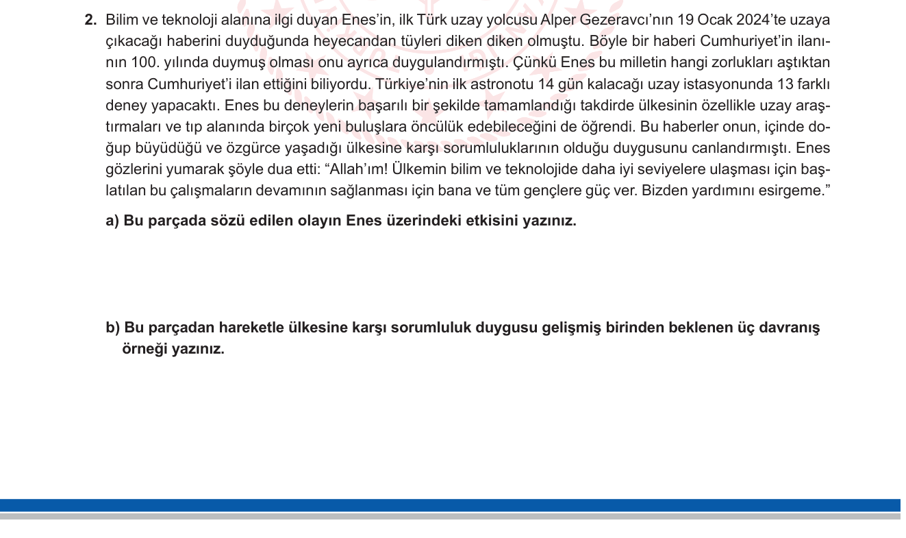 Din Kültürü ve Ahlak Bilgisi sorusu 14 — 
