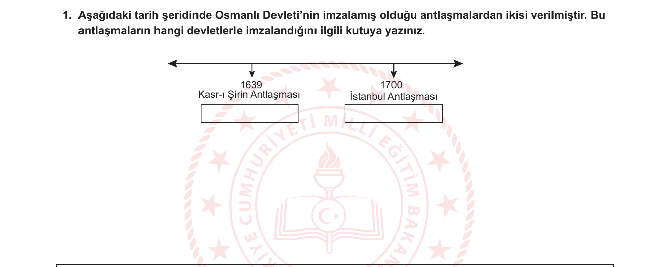 Tarih sorusu 1 — Osmanlı Devleti'nde Duraklama ve Gerileme Dönemi Antlaşmaları; Osmanlı-İran İlişkileri; Osmanlı-Rus İlişkileri