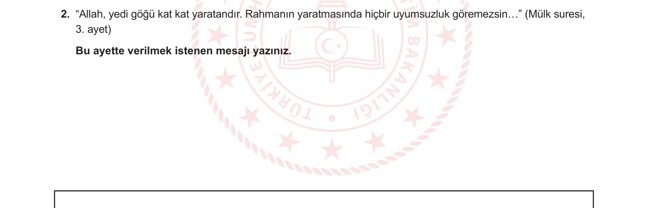 Din Kültürü ve Ahlak Bilgisi sorusu 9 — Allah'ın yaratıcılığı — Halık ve Rahman sıfatları — Mülk suresi (5. sınıf Din Kültürü)