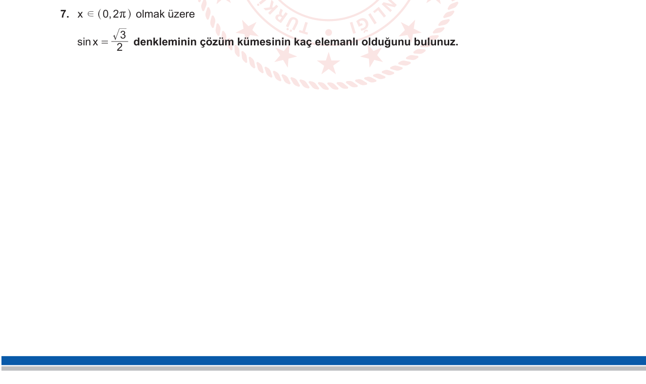Matematik sorusu 8 — Trigonometri — trigonometrik denklem, belirli aralıkta çözüm sayısı