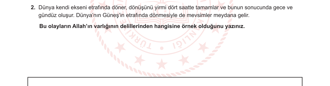 Din Kültürü ve Ahlak Bilgisi sorusu 2 — Allah'ın varlığının delilleri — Nizam (düzen) delili (10. sınıf)