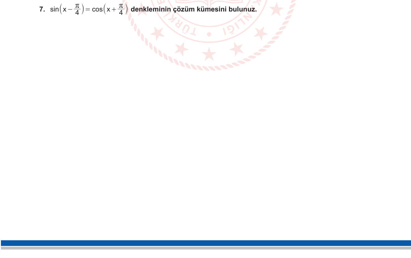 Matematik sorusu 21 — Trigonometrik denklemler (sin = cos dönüşümü)