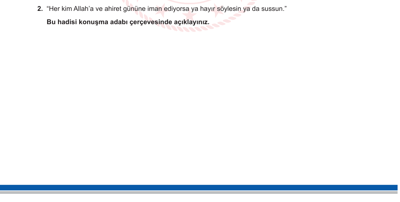 Din Kültürü ve Ahlak Bilgisi sorusu 15 — 