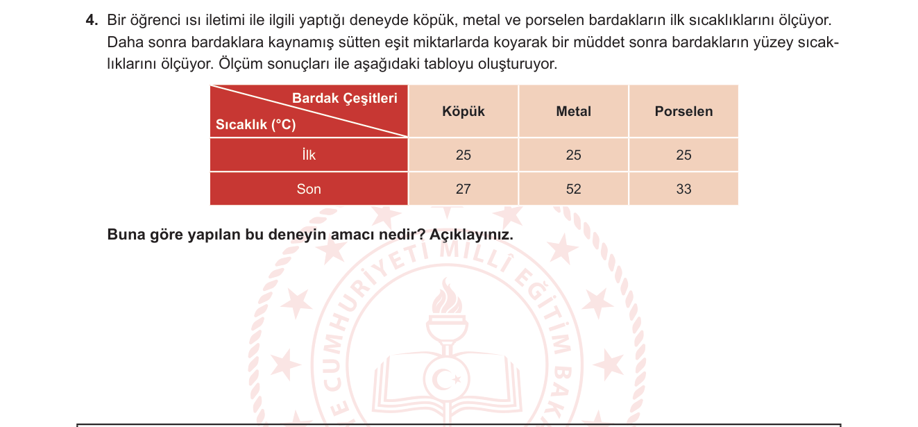 Fen Bilimleri sorusu 4 — 