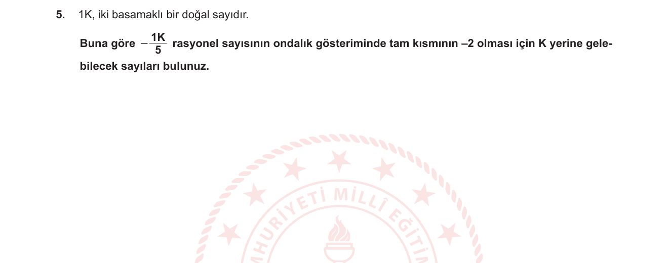 Matematik sorusu 11 — Rasyonel sayıların ondalık gösterimi
