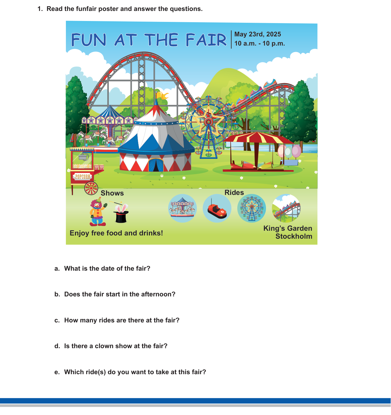 İngilizce sorusu 2 — Reading a Poster / Funfair Vocabulary — At the Fair ünitesi