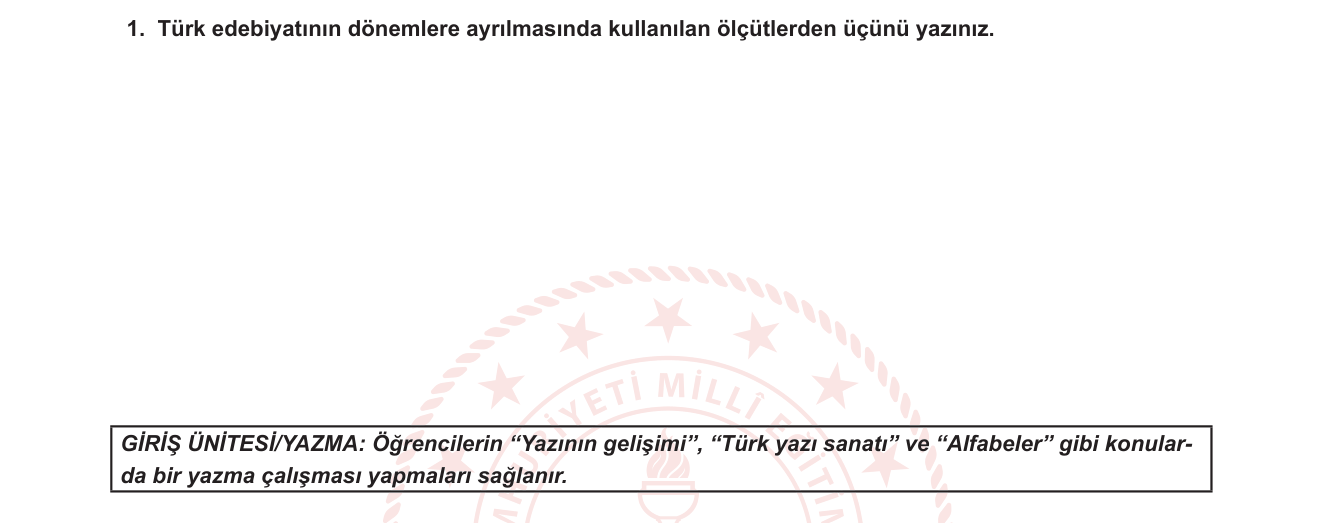 Türk Dili ve Edebiyatı sorusu 2 — Türk edebiyatının dönemlere ayrılması ve dönemleme ölçütleri