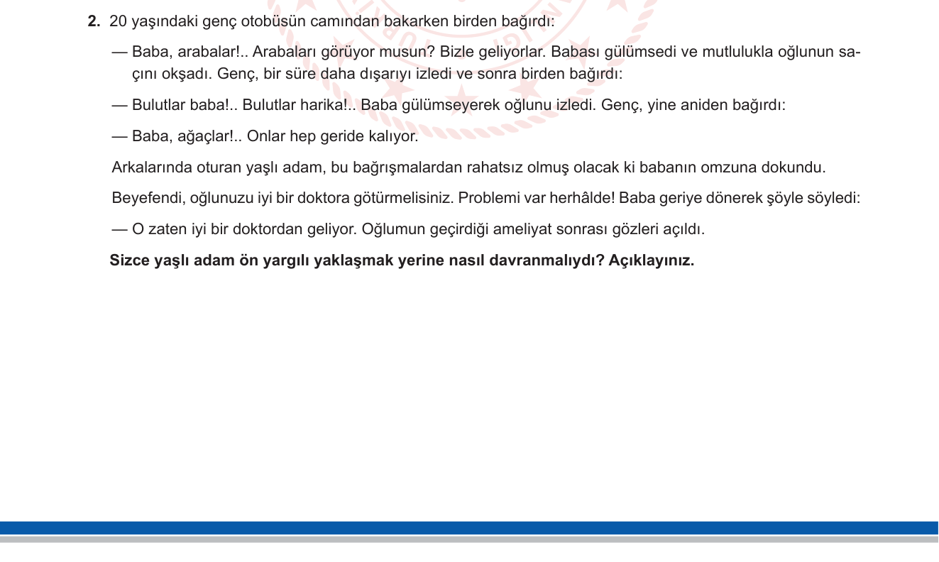 Sosyal Bilgiler sorusu 2 — Sosyal Bilgiler 6. Sınıf — Bireysel Farklılıklara Saygı / Ön Yargı ve Empati