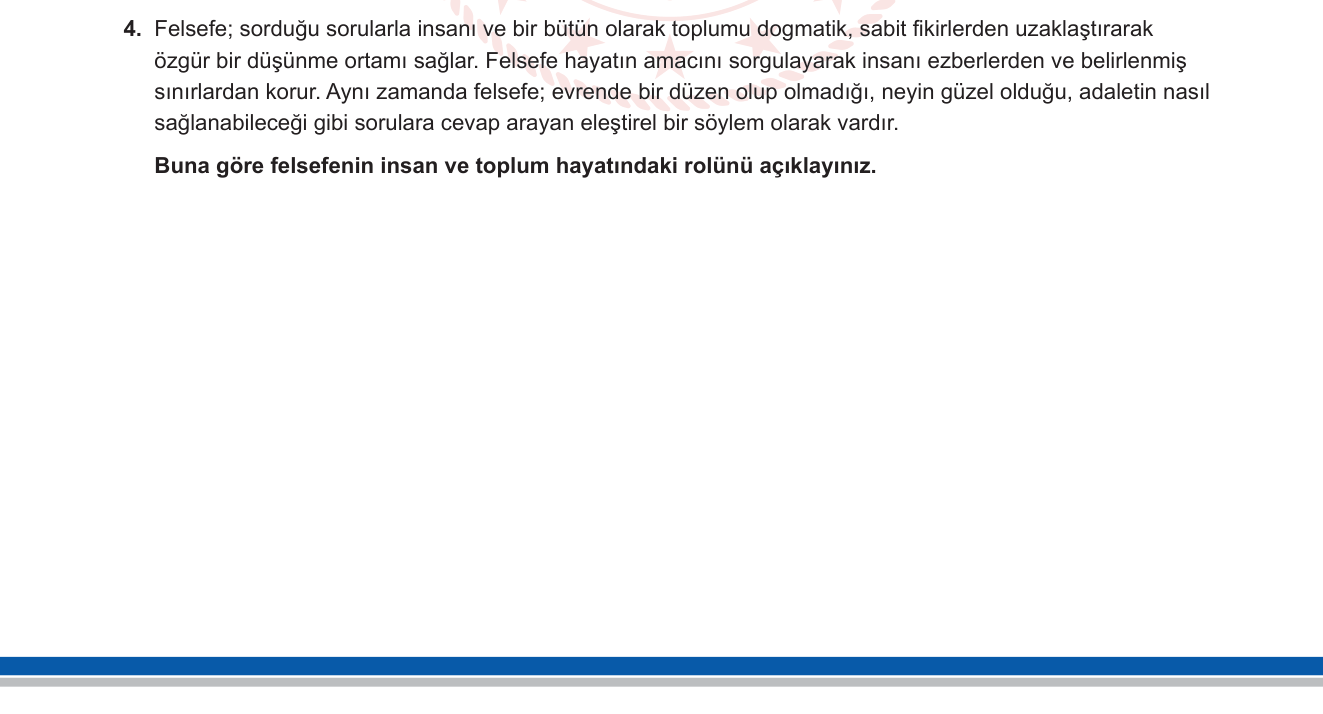 Felsefe sorusu 5 — Felsefenin bireysel ve toplumsal işlevleri / rolü (10. Sınıf Felsefe — Ünite 1)