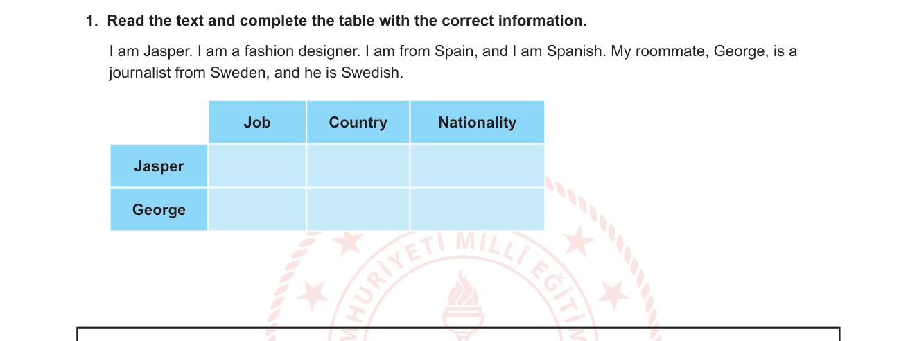 İngilizce sorusu 9 — Personal Information / Jobs and Nationalities / Simple Present Tense (9. sınıf)