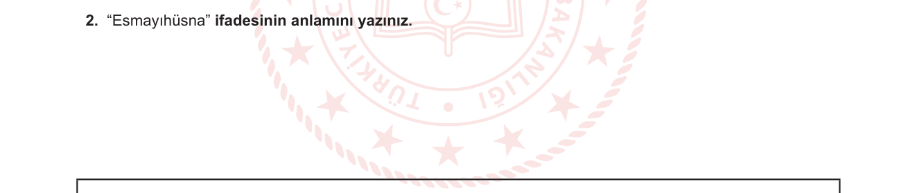 Din Kültürü ve Ahlak Bilgisi sorusu 2 — Allah'ın isimleri ve sıfatları — Esmayıhüsna (5. sınıf Din Kültürü)