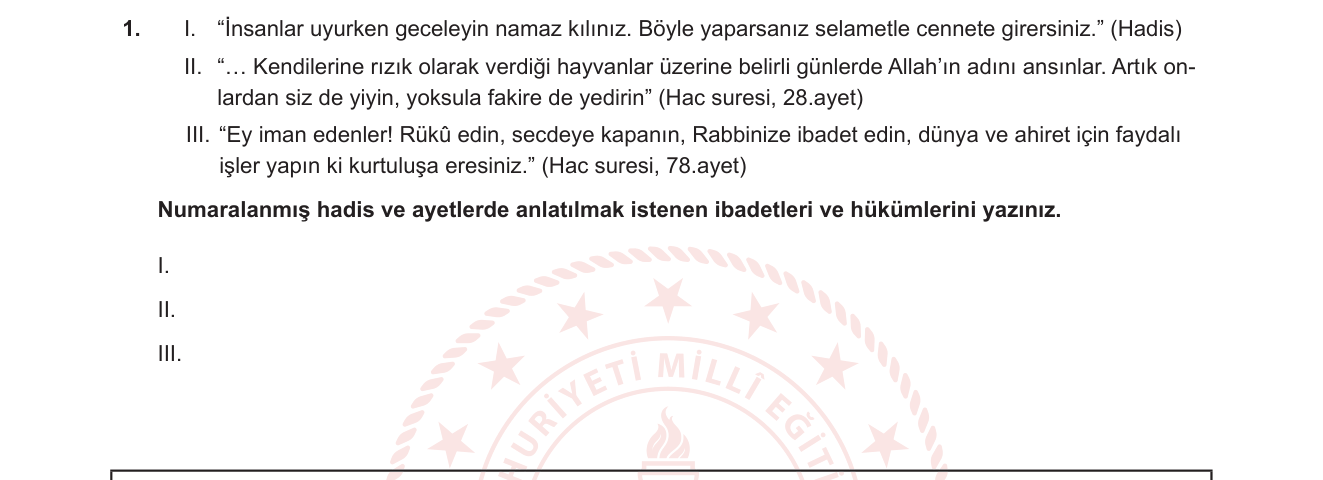 Din Kültürü ve Ahlak Bilgisi sorusu 5 — 