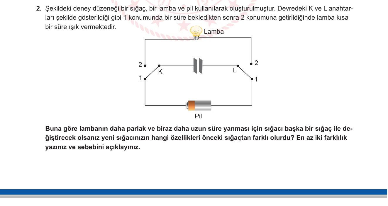 Fizik sorusu 2 — Sığaç (kondansatör) — enerji depolama, kapasitans ve deşarj süresi
